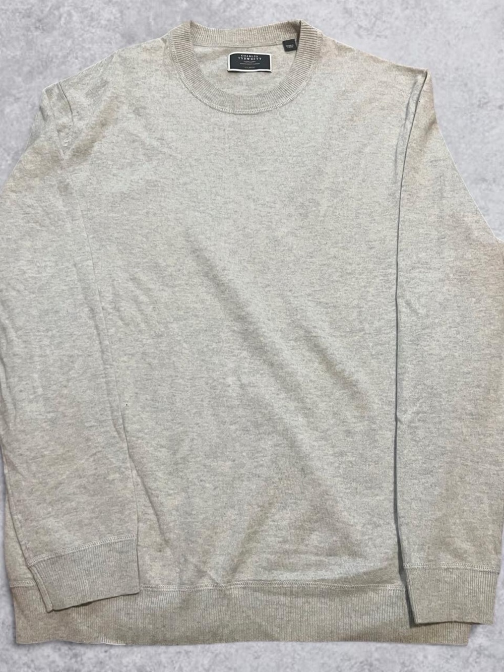 Charles Tyrwhitt Merino Cashmere Blend Sweater Pullover Crewneck Gray Mens XXL